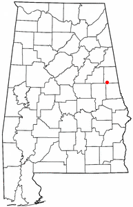 Location of Wadley, Alabama