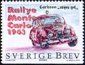 A Swedish postage stamp featuring the Saab 96