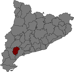 Map of Catalonia with Priorat highlighted