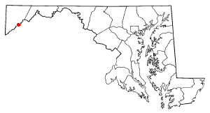 Location of Kitzmiller shown in Maryland