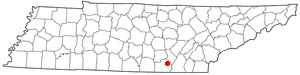 Location of Powells Crossroads, Tennessee