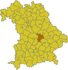Map of Bavaria highlighting the district Kelheim