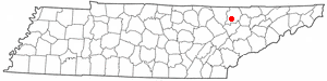 Location of Jacksboro, Tennessee