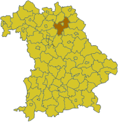 Map of Bavaria highlighting the district Bayreuth