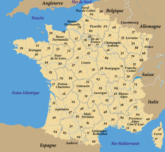 Dpartements and Regions of France