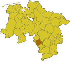 Map of Lower Saxony highlighting the district Hamelin-Pyrmont