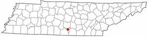 Location of Lynchburg, Tennessee