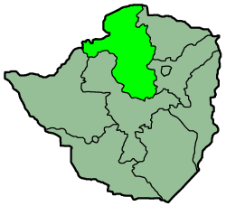 Map of Zimbabwe with the province highlighted