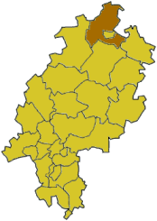 Map of Hesse highlighting the district Kassel