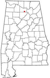 Location of Eva, Alabama