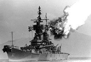 USS New Jersey bombarding positions during the 