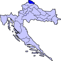 Map showing Medjimurje county within Croatia