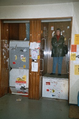 A paternoster at the , NIG (Neues Institutsgebude), late , still in operation