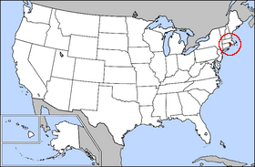 Map of the U.S. with Rhode Island highlighted