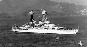 USS West Virginia (BB-48) in San Francisco Bay, circa 1934.