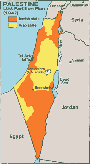 Map showing the UN Partition Plan.