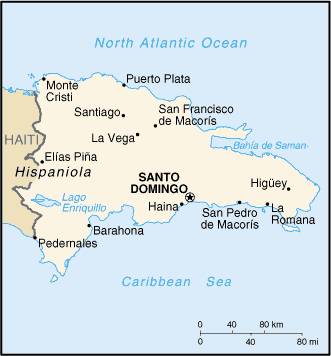 Map of Dominican Republic with cities