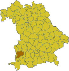 Map of Bavaria highlighting the district Unterallgu