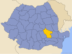 Administrative map of  with Buzău county highlighted