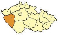 Map of the Czech Republic highlighting the Plzen region