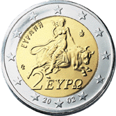 Europa and Zeus, on the Greek €2  coin