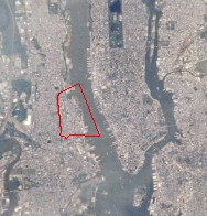Image of Hoboken taken by NASA (red line shows where Hoboken is).