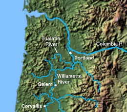 The Tualatin River in northwest Oregon