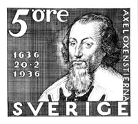 As founder of the Swedish postal service. Stamp, 1936.