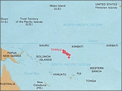 Map of Tuvalu and Oceania