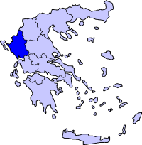 Map showing Epirus periphery in Greece