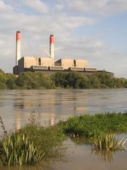 Huntly Power Station on the western bank of the Waikato River