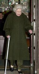 Queen Elizabeth II leaving hospital after having a knee operation in late 