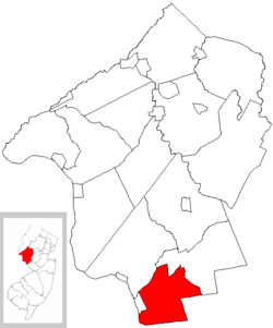 highlighted in Hunterdon County. Inset map: Hunterdon County highlighted in the State of New Jersey.