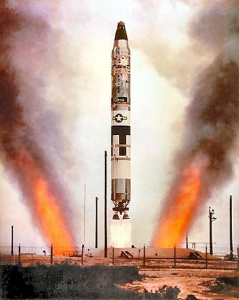 Launch of a Titan II ICBM from underground silo. (USAF) 