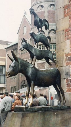 The Town Musicians of Bremen, erected in 1951.