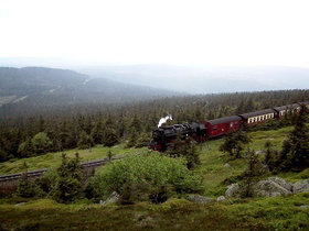 The Brocken Bahn steam engine provides regular service to the summit