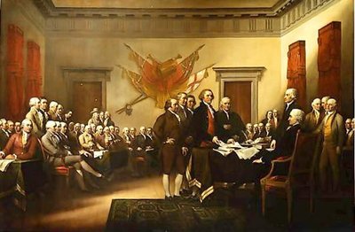 's famous painting depicts the signing of the Declaration. This depiction can also be found on the back of the U.S. .