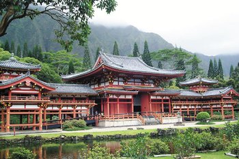 Byodo-In Temple in Hawai'i is a replica of the historic Byodoin Temple of Uji in Kyoto prefecture of Japan, established in 1052.