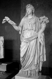 A cult statue of Livia represented as , with sheaf of wheat and , 1st century AD ()