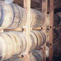 Whiskey barrels in the distillery