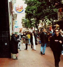 Burger King in San Francisco with vegan protesters