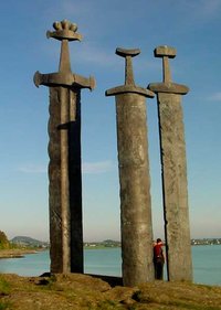 "Sverd i fjell": a monument in memory of the naval battle that took place in Hafrsfjord in 872 when King Harald "Fairhair" unified Norway into one kingdom
