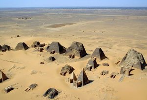Aerial view of the pyramids at 