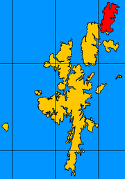 Unst shown within Shetland Islands