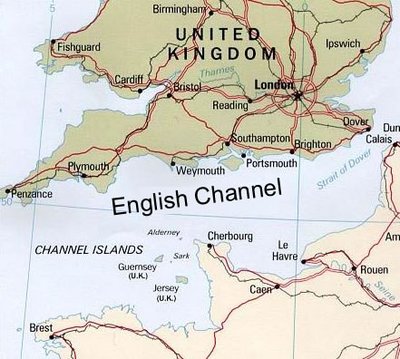 Satellite view of the English Channel
