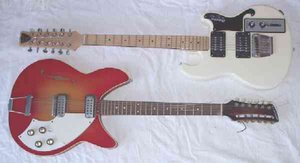 Two electric 12 strings, a  Modulator 12 and a   TB36/12