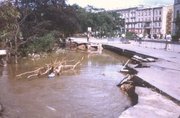 Destructions in the center of the city after 1997 flooding