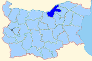 Ruse region shown within Bulgaria