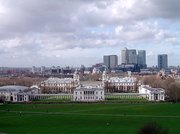 Greenwich Hospital viewed from the . The collonaded  (with the central ) is located in front of the Greenwich Hospital