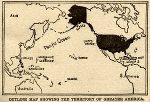 Post-Spanish-American War map of "Greater America," including Cuba and the Philippines
